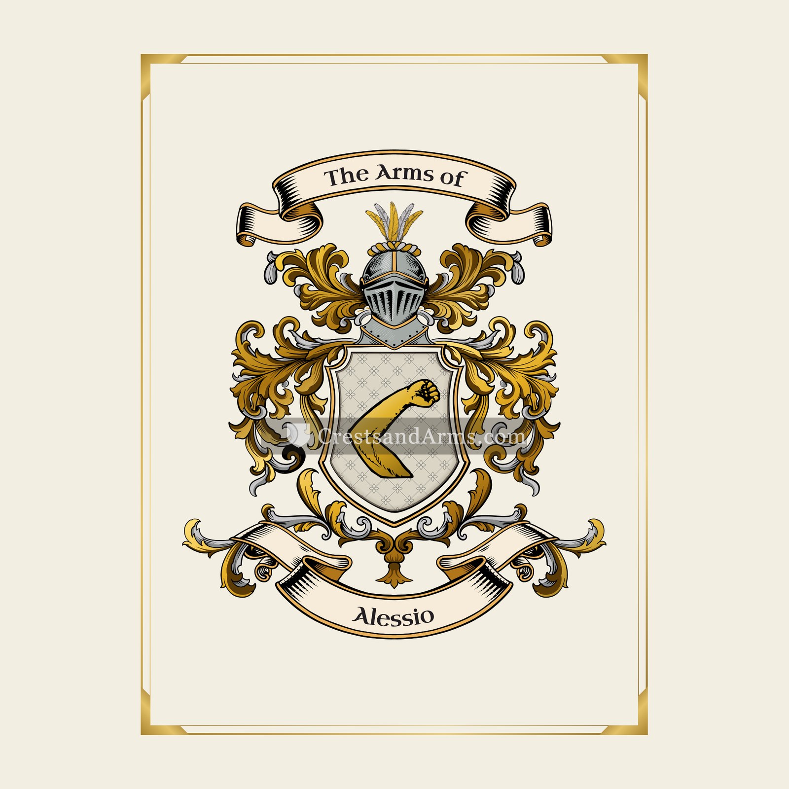 With gold border