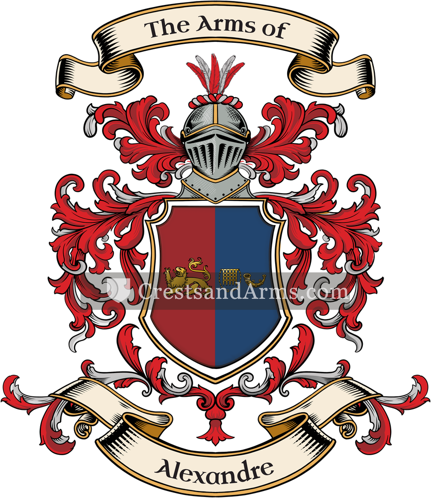 The Alexandre coat of arms, drawn from the recorded blazon