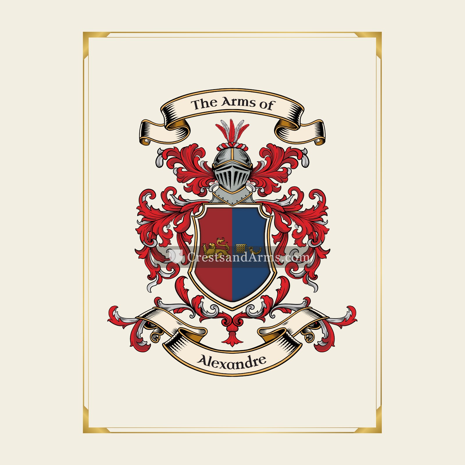 With gold border