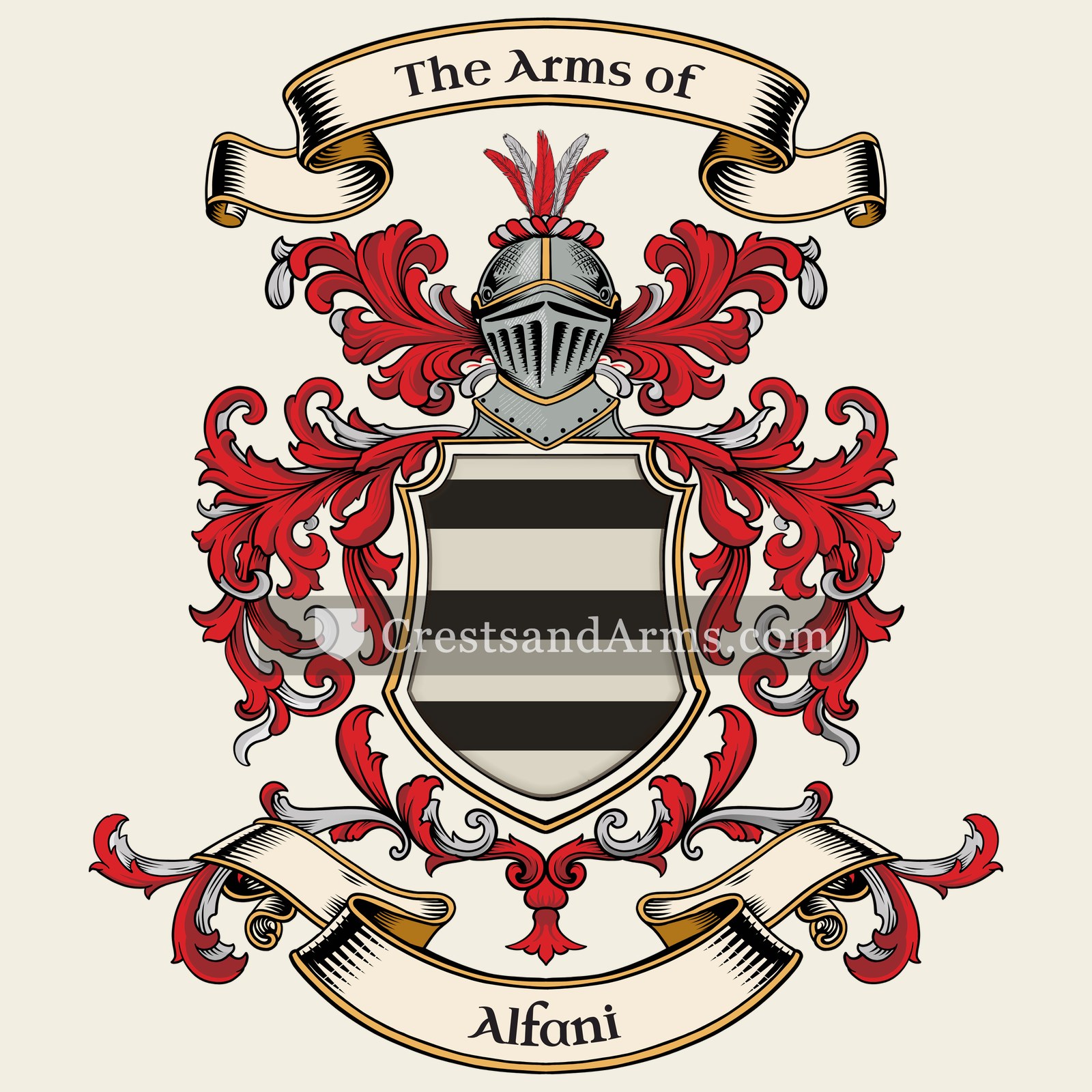 The Alfani coat of arms, drawn from the recorded blazon