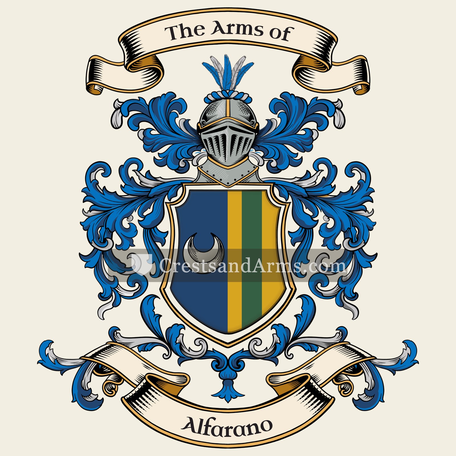 The Alfarano coat of arms, drawn from the recorded blazon