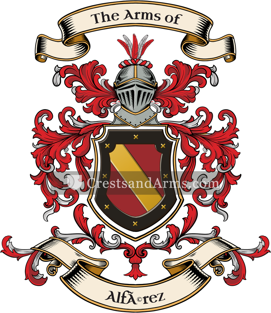 The Alférez coat of arms, drawn from the recorded blazon