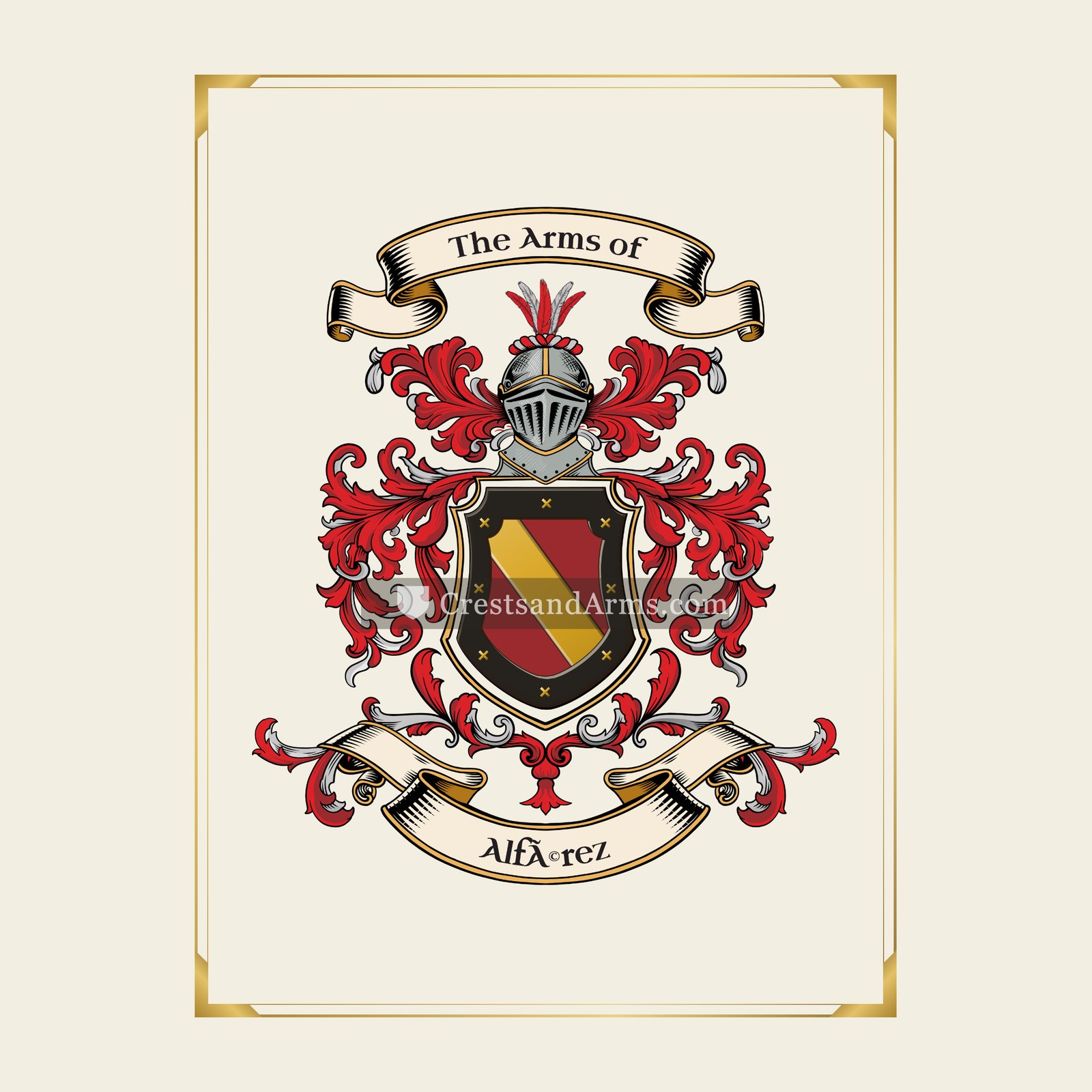 With gold border