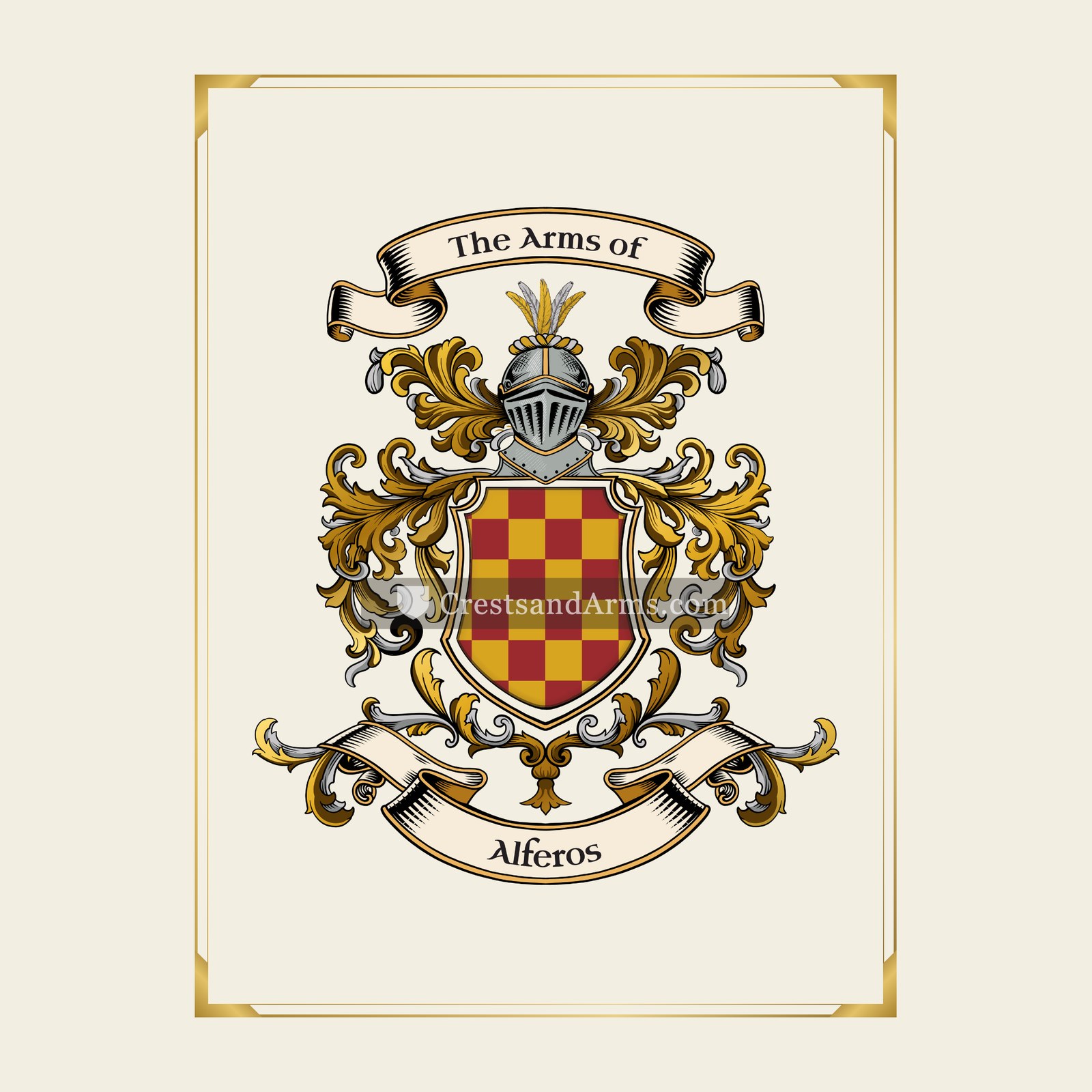 With gold border
