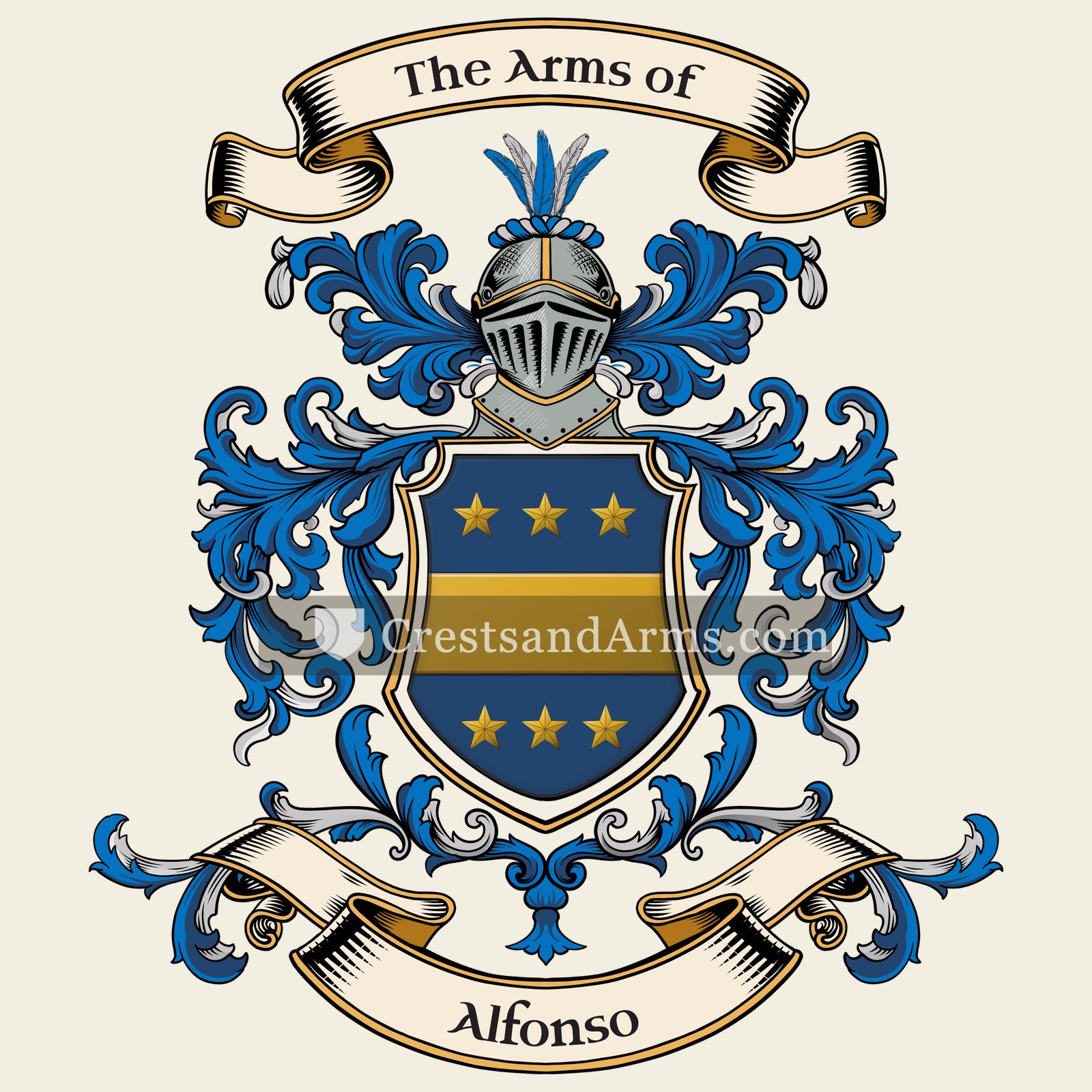 The Alfonso coat of arms, drawn from the recorded blazon