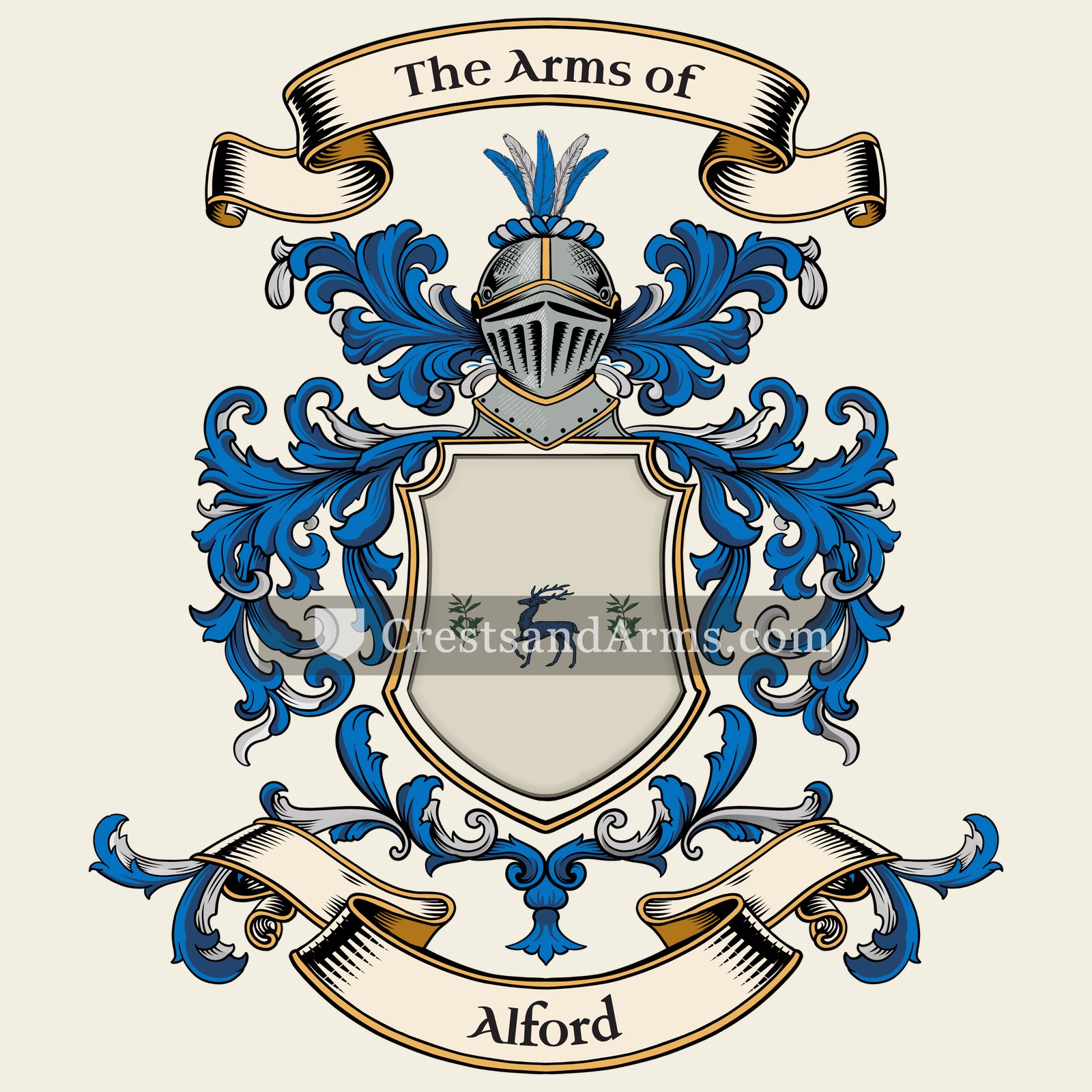 The Alford coat of arms, drawn from the recorded blazon