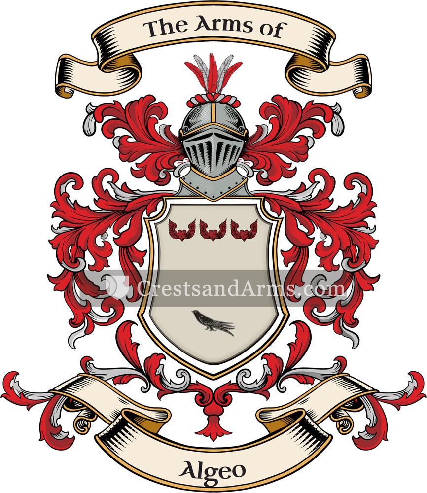 The Algeo coat of arms, drawn from the recorded blazon