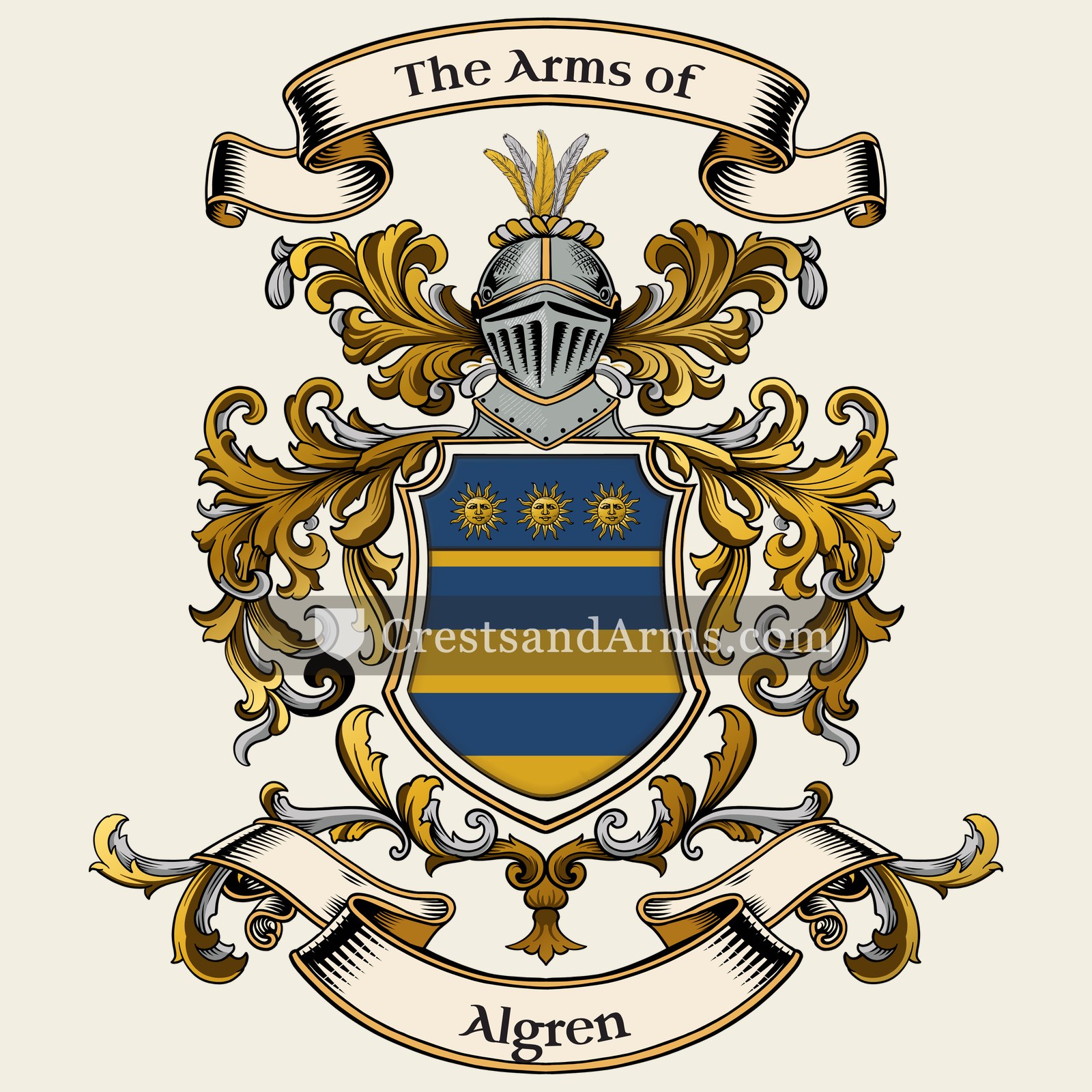 The Algren coat of arms, drawn from the recorded blazon