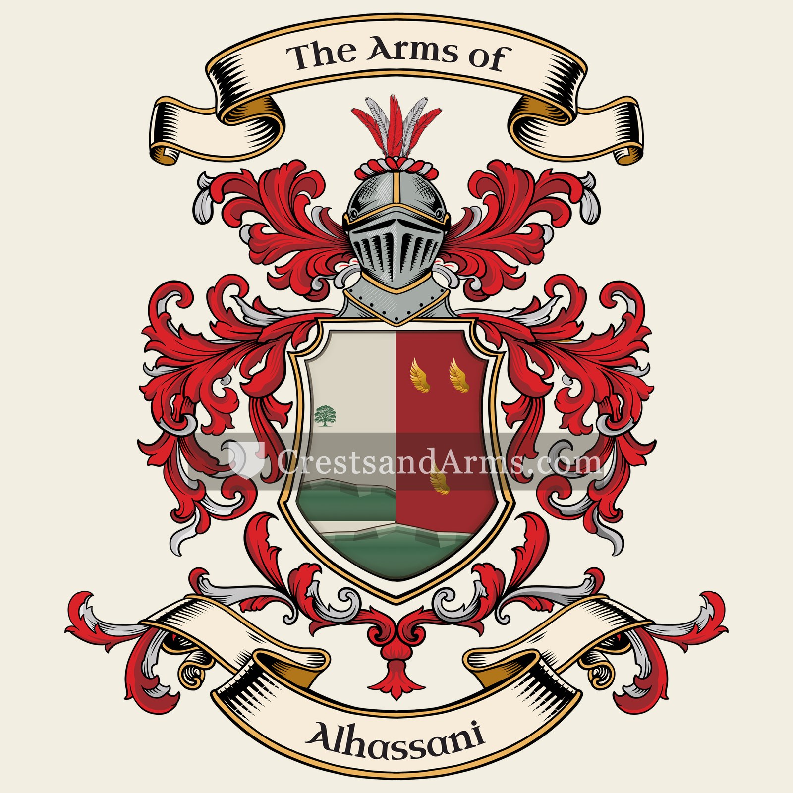 The Alhassani coat of arms, drawn from the recorded blazon