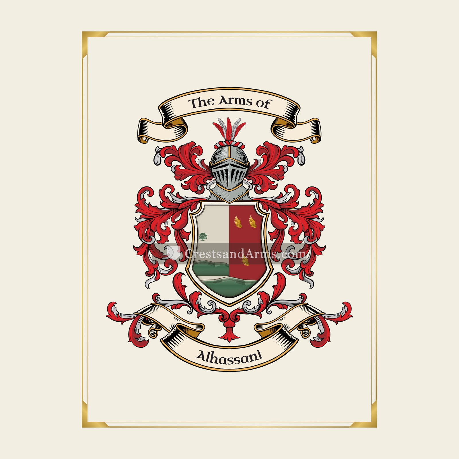 With gold border