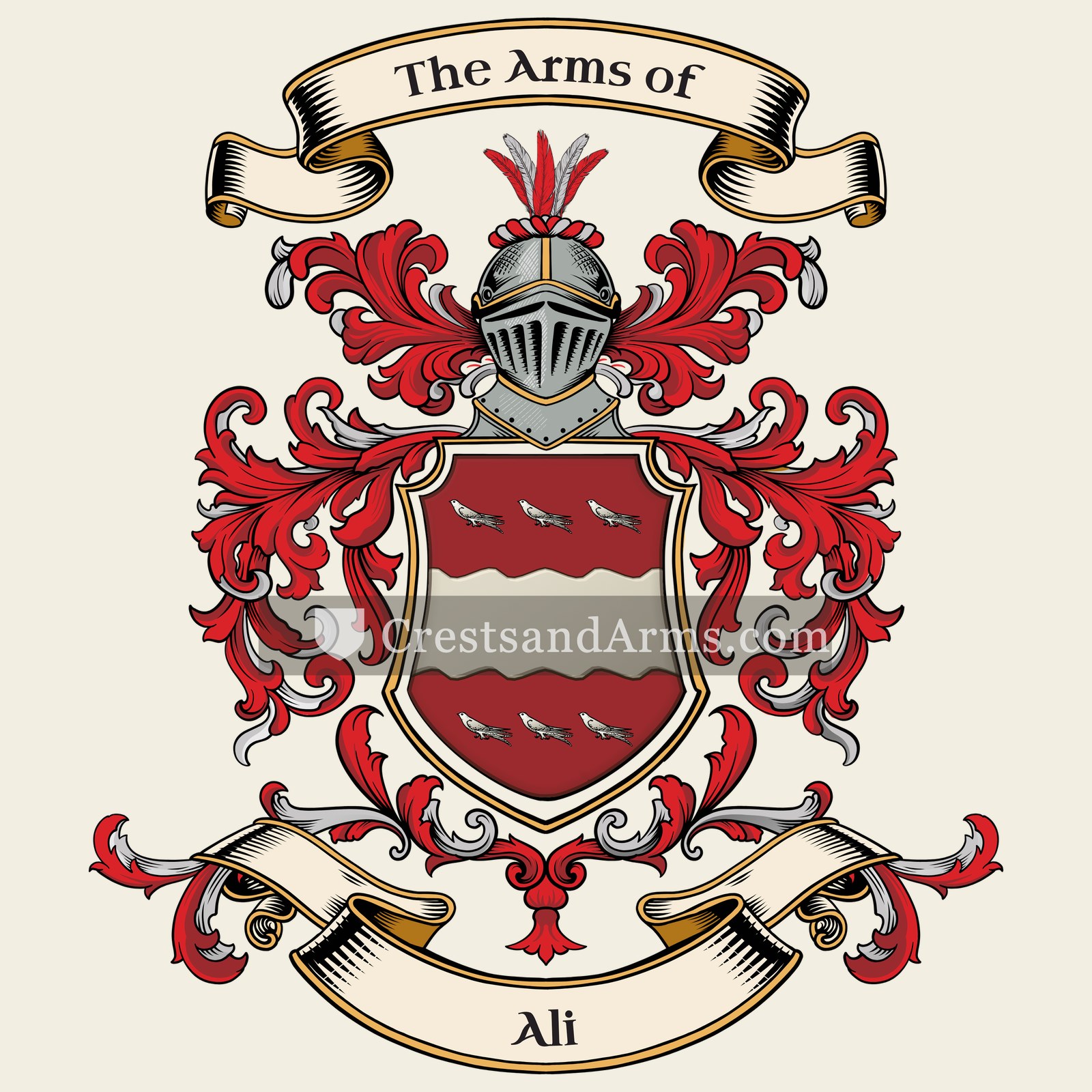 The Ali coat of arms, drawn from the recorded blazon