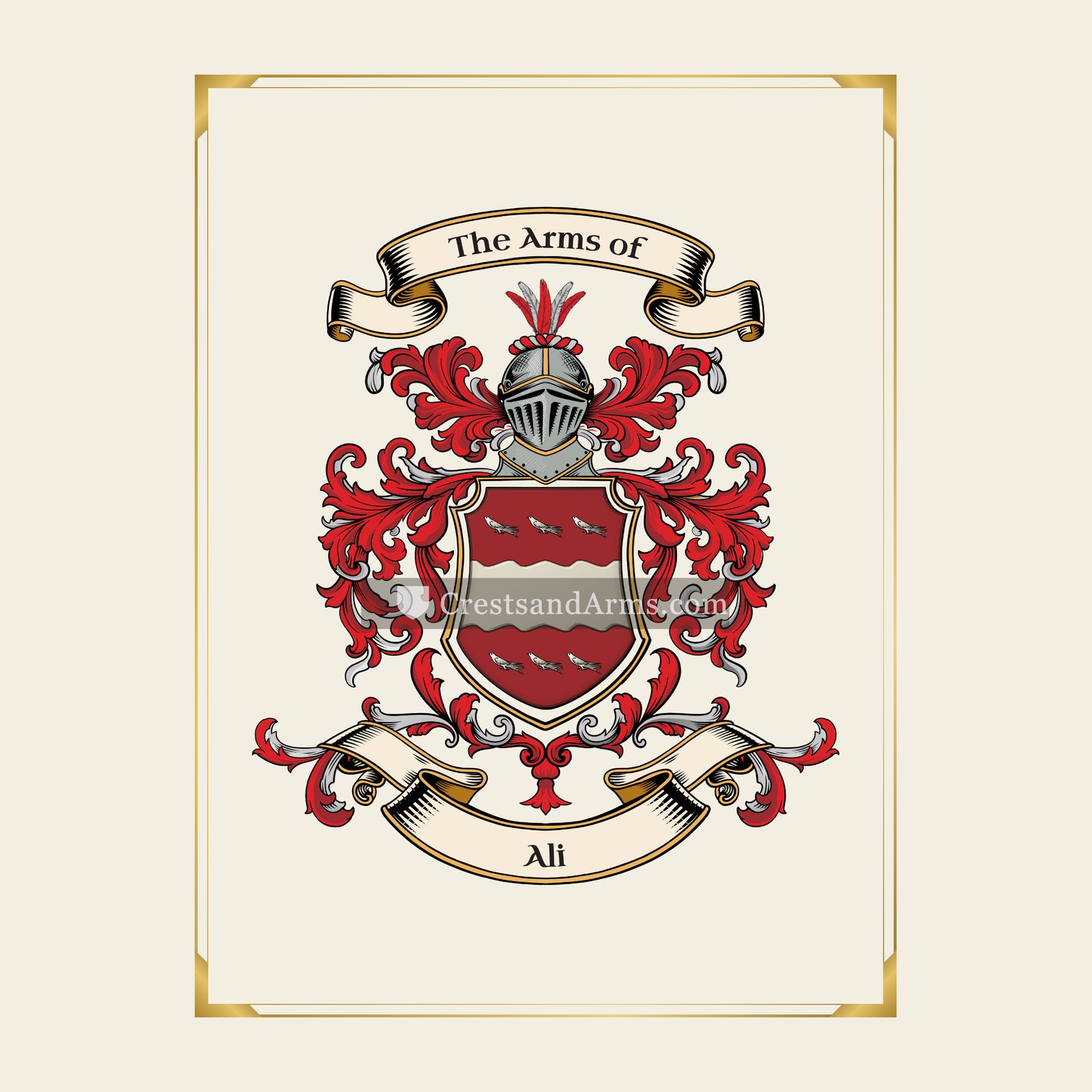 With gold border
