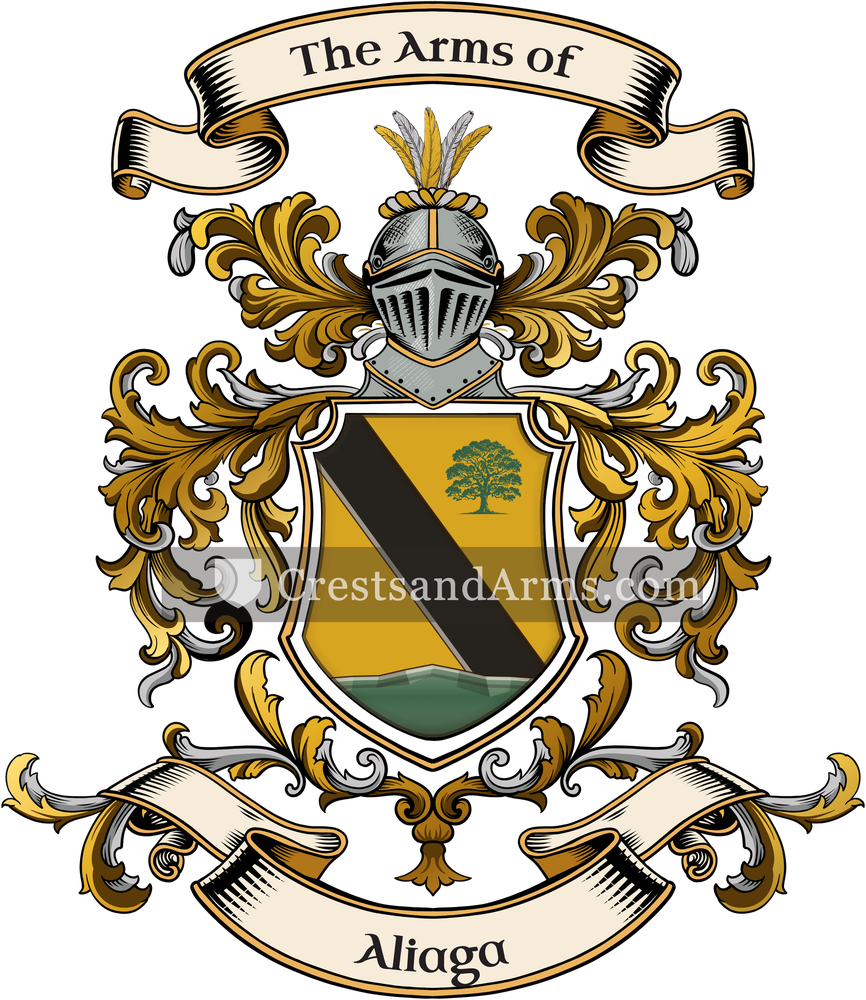 The Aliaga coat of arms, drawn from the recorded blazon