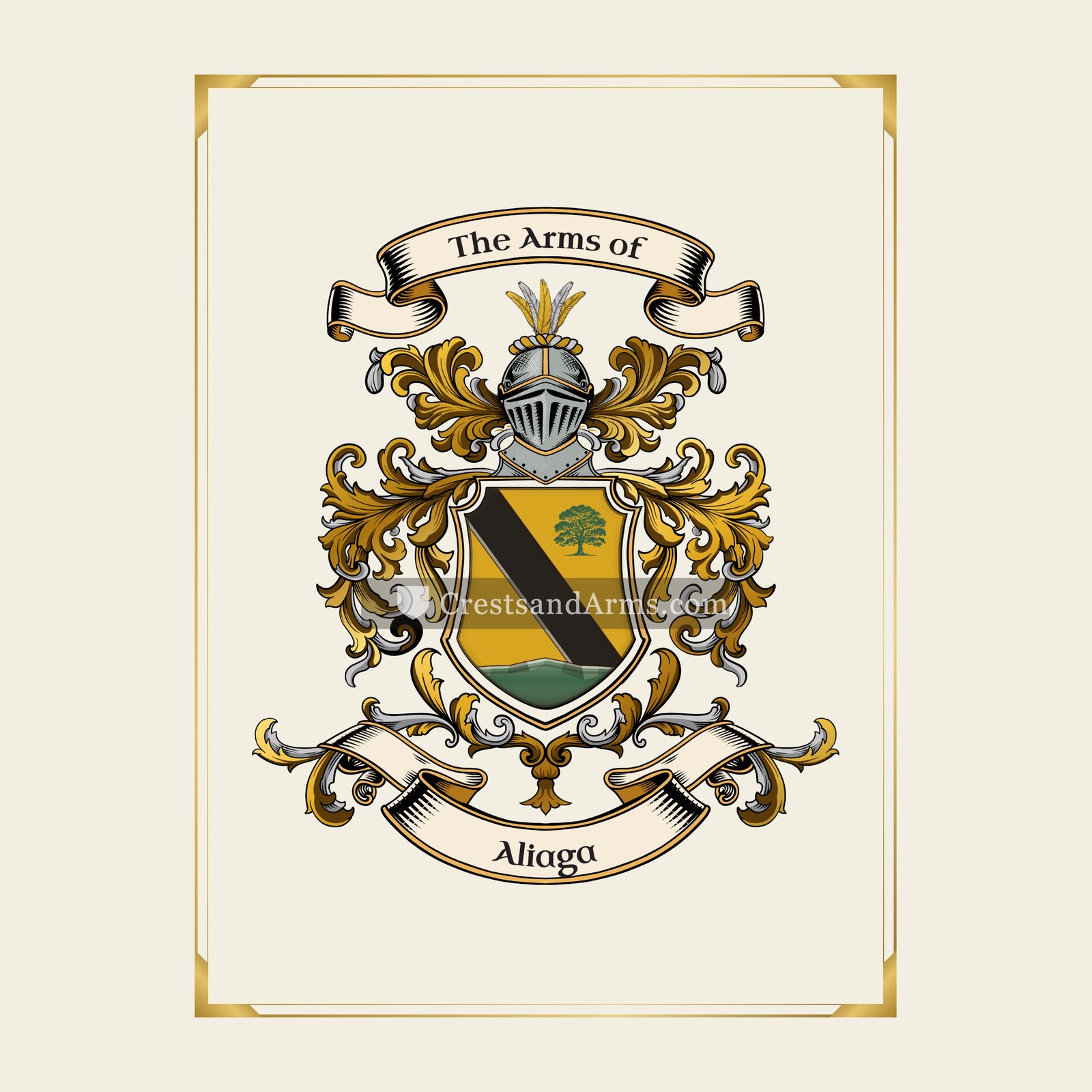With gold border