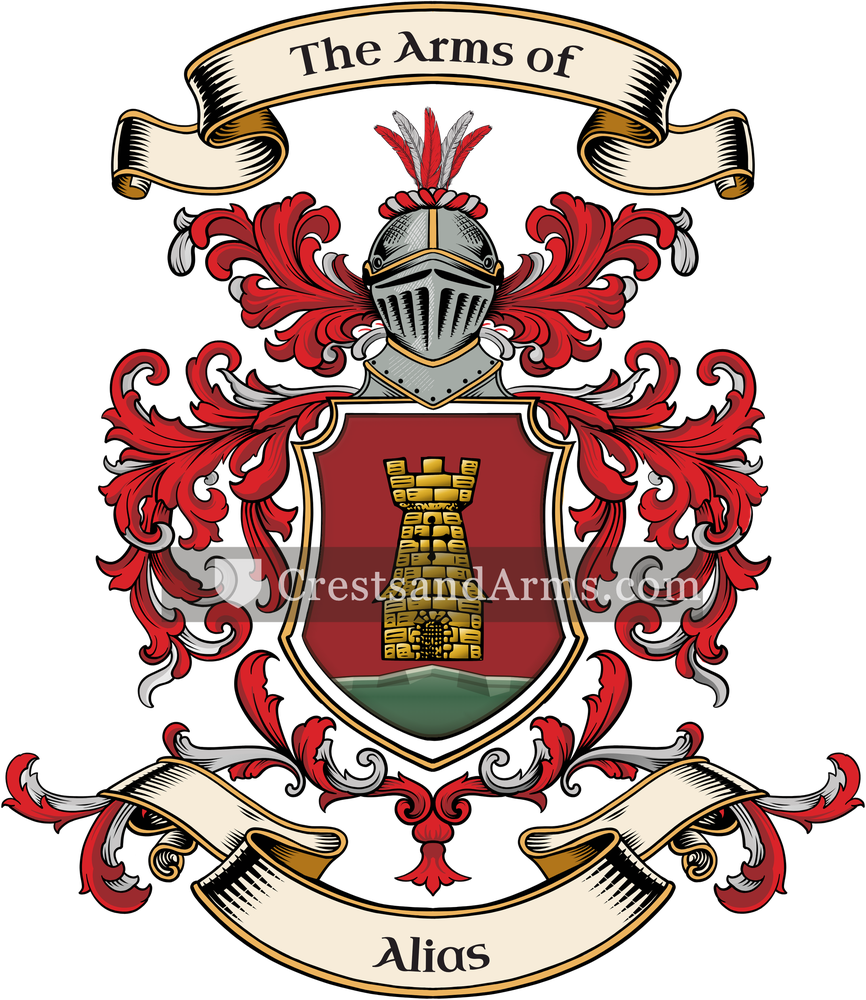 The Alias coat of arms, drawn from the recorded blazon