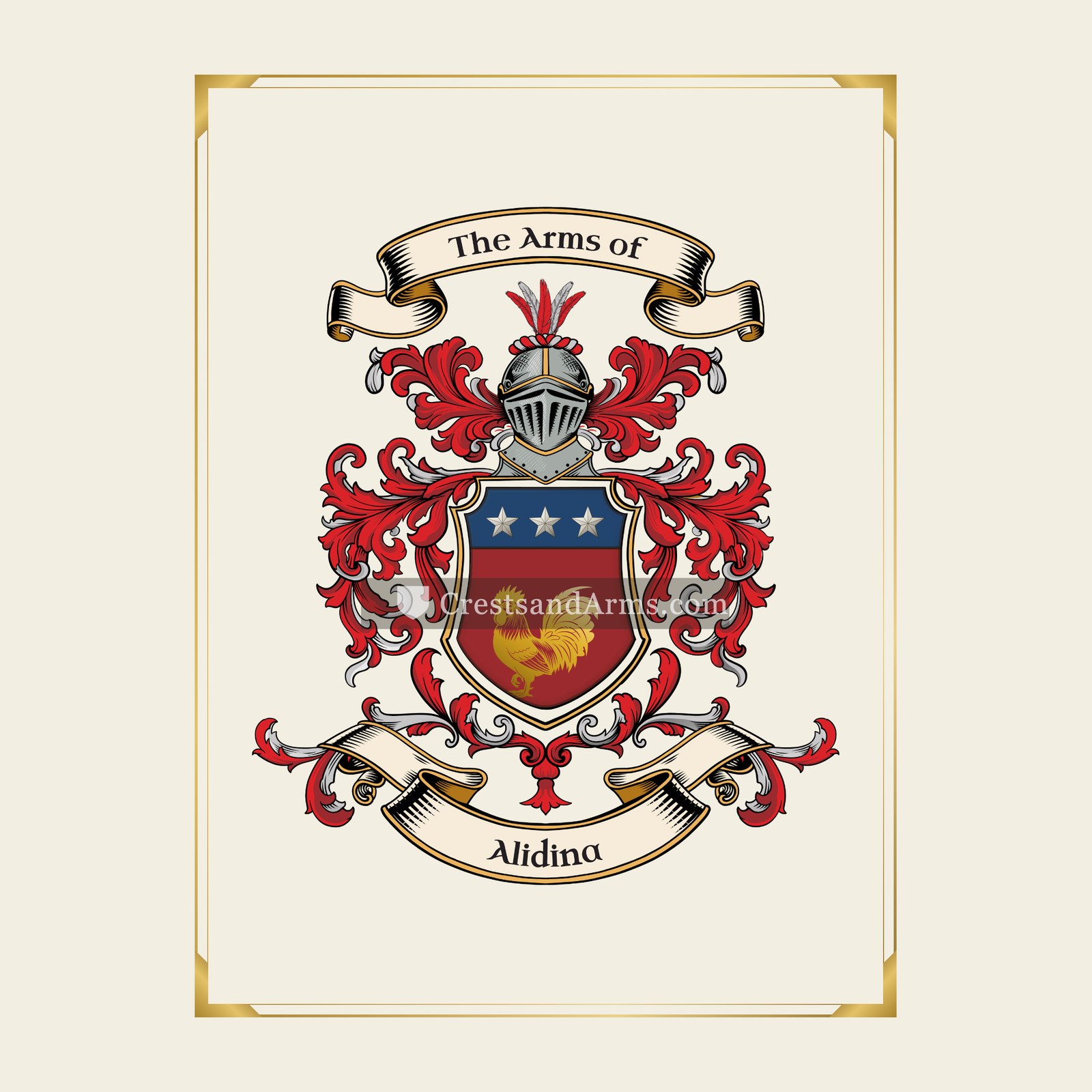 With gold border
