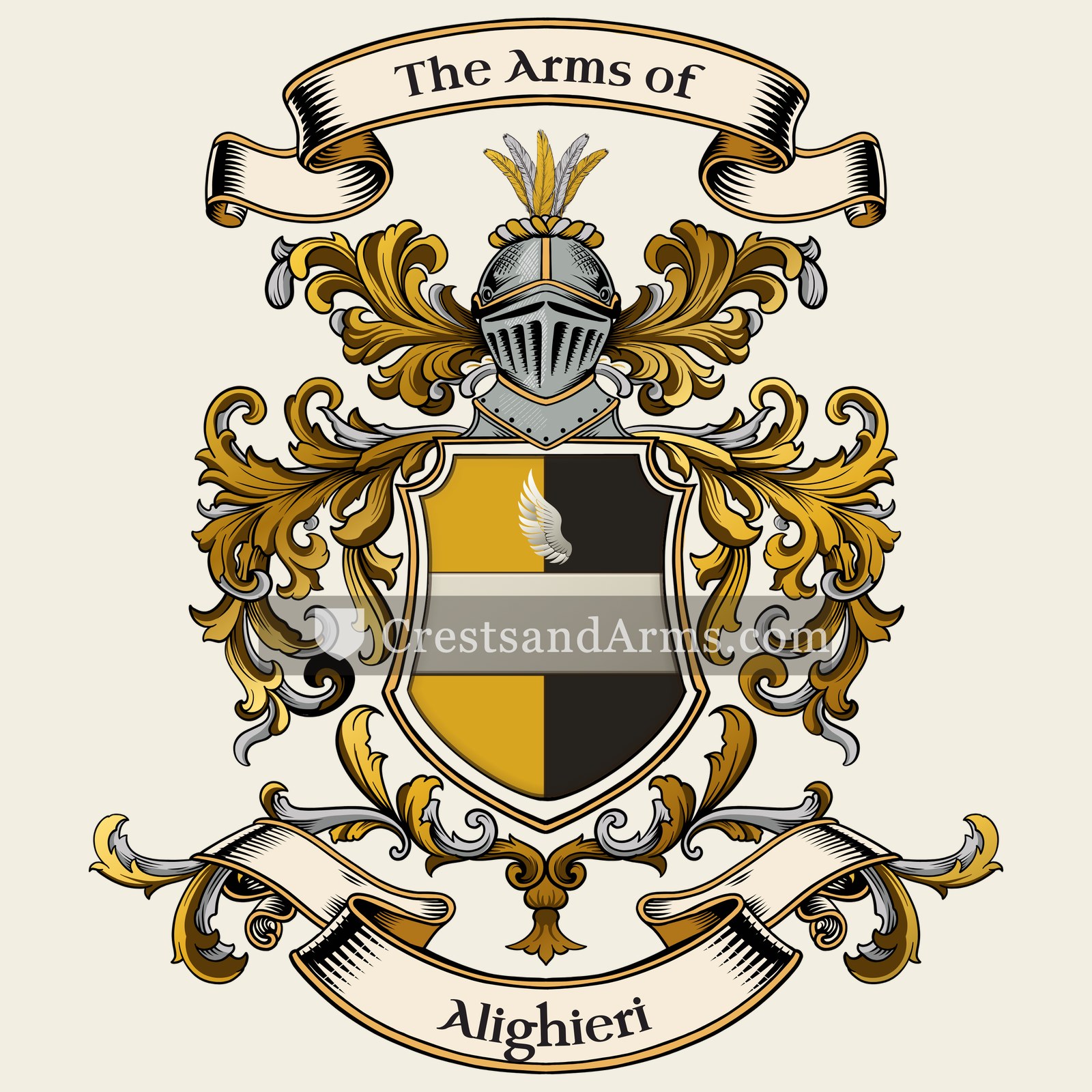 The Alighieri coat of arms, drawn from the recorded blazon
