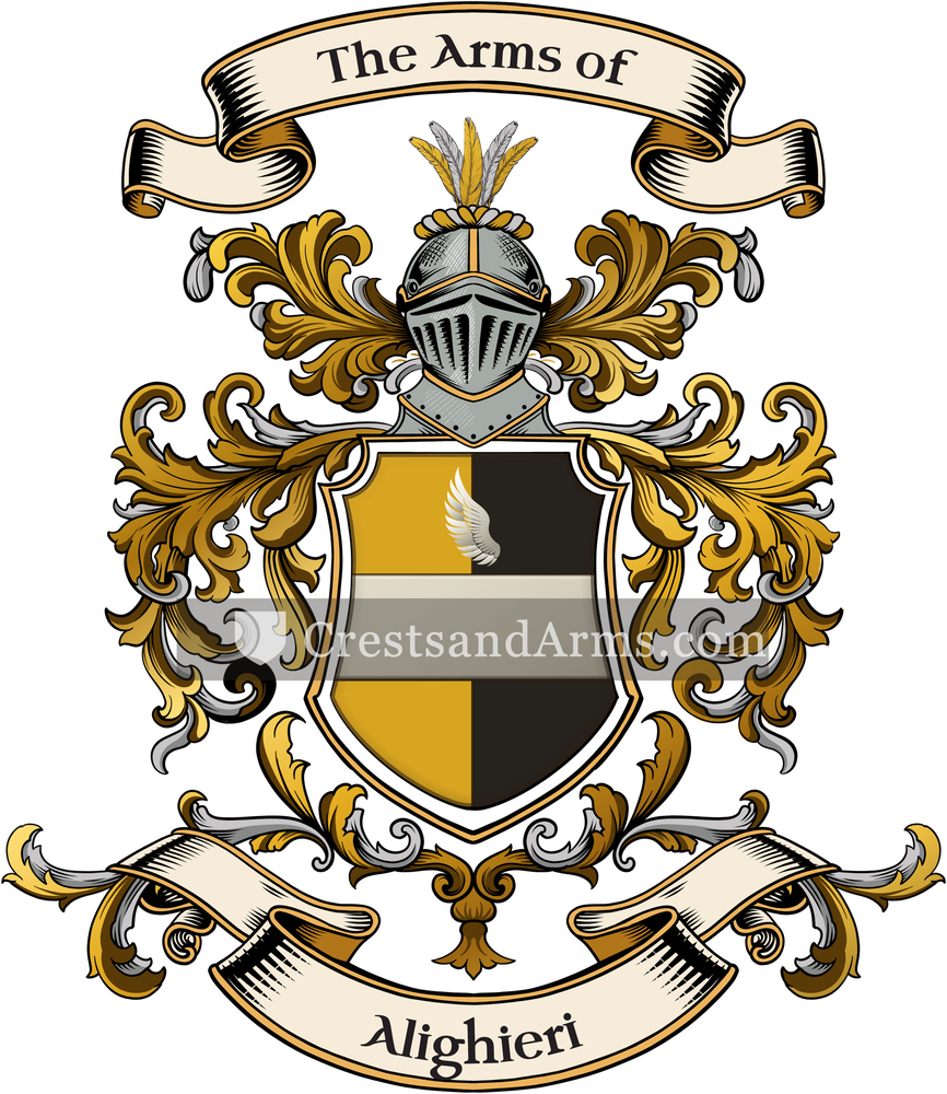 The Alighieri coat of arms, drawn from the recorded blazon
