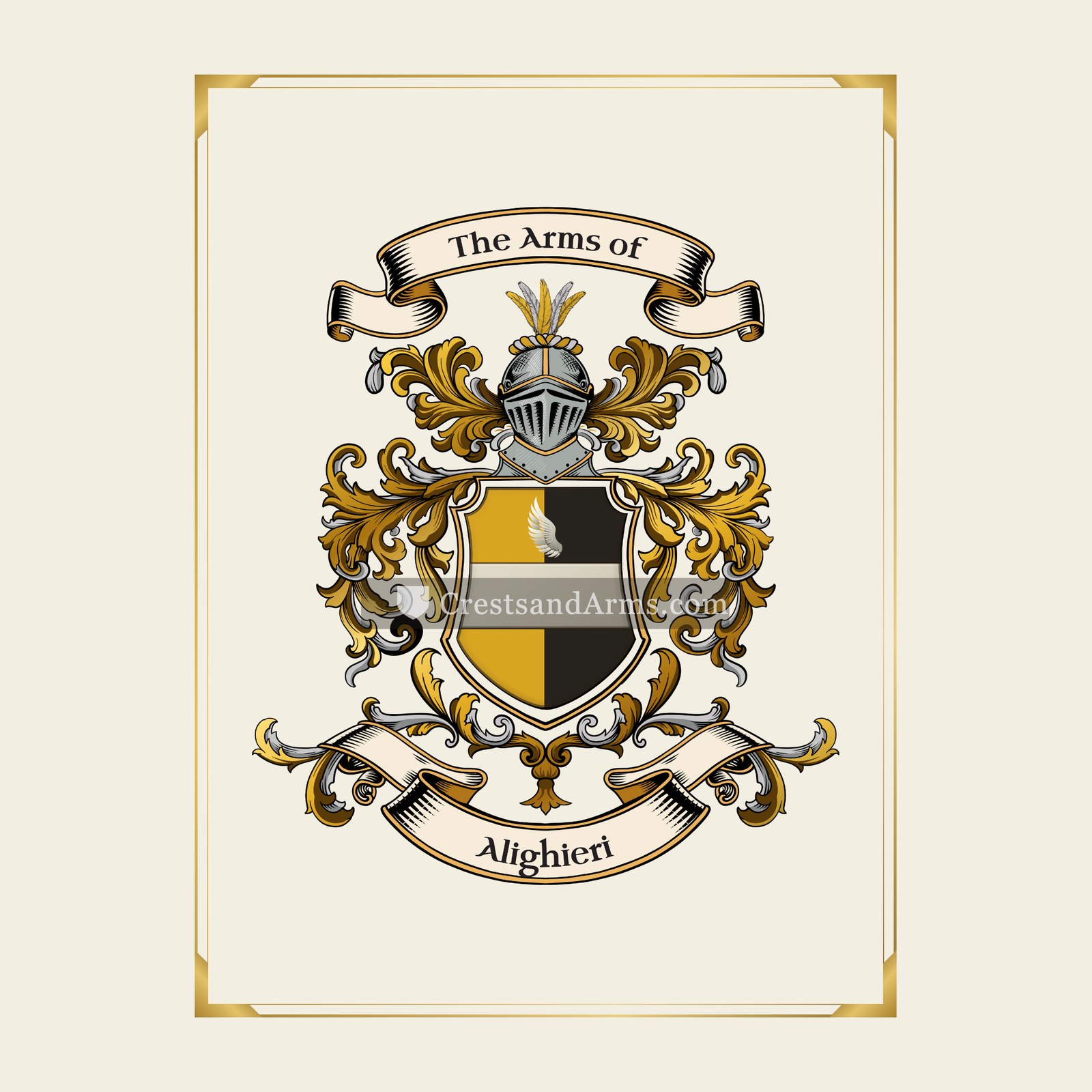 With gold border