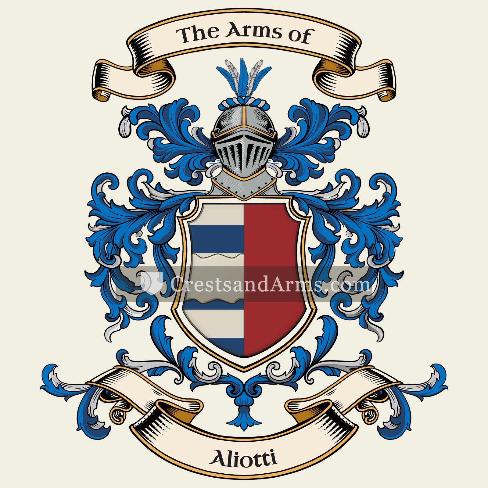 The Aliotti coat of arms, drawn from the recorded blazon