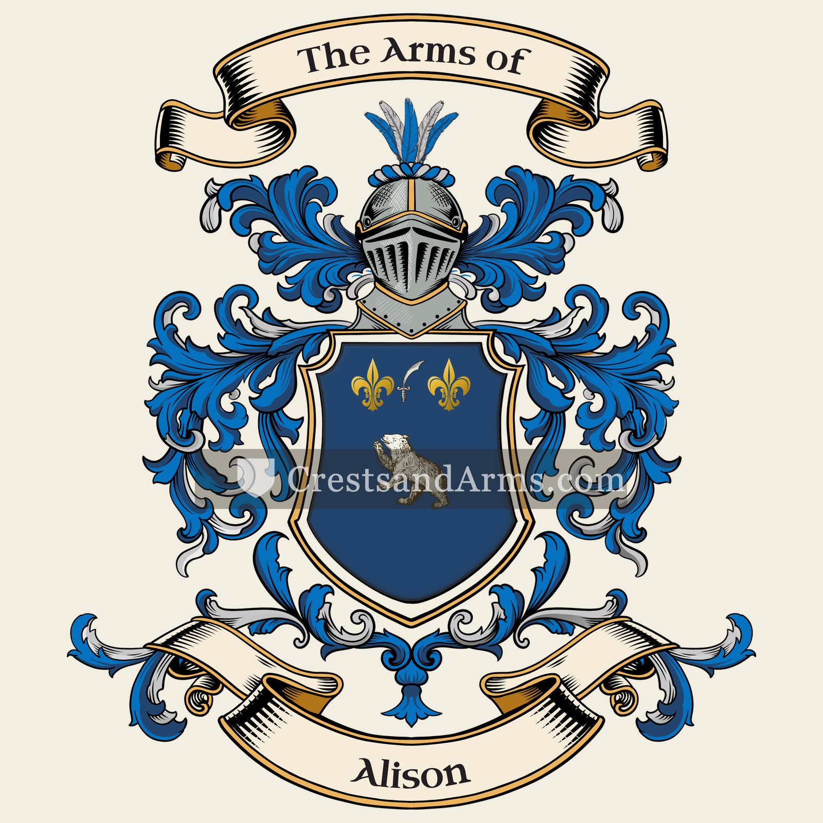 The Alison coat of arms, drawn from the recorded blazon