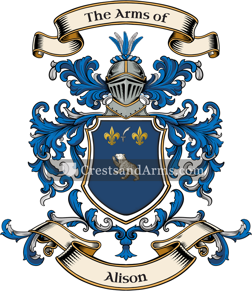 The Alison coat of arms, drawn from the recorded blazon