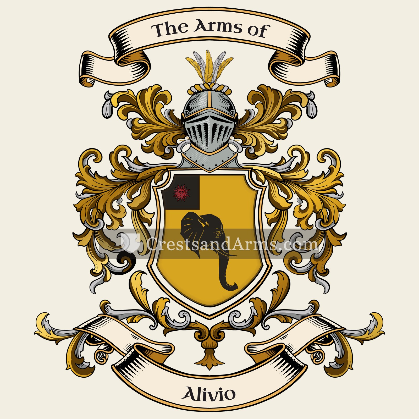 The Alivio coat of arms, drawn from the recorded blazon