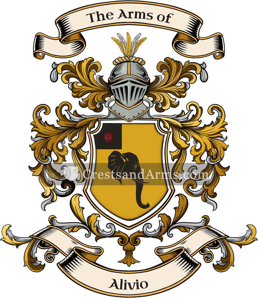 The Alivio coat of arms, drawn from the recorded blazon