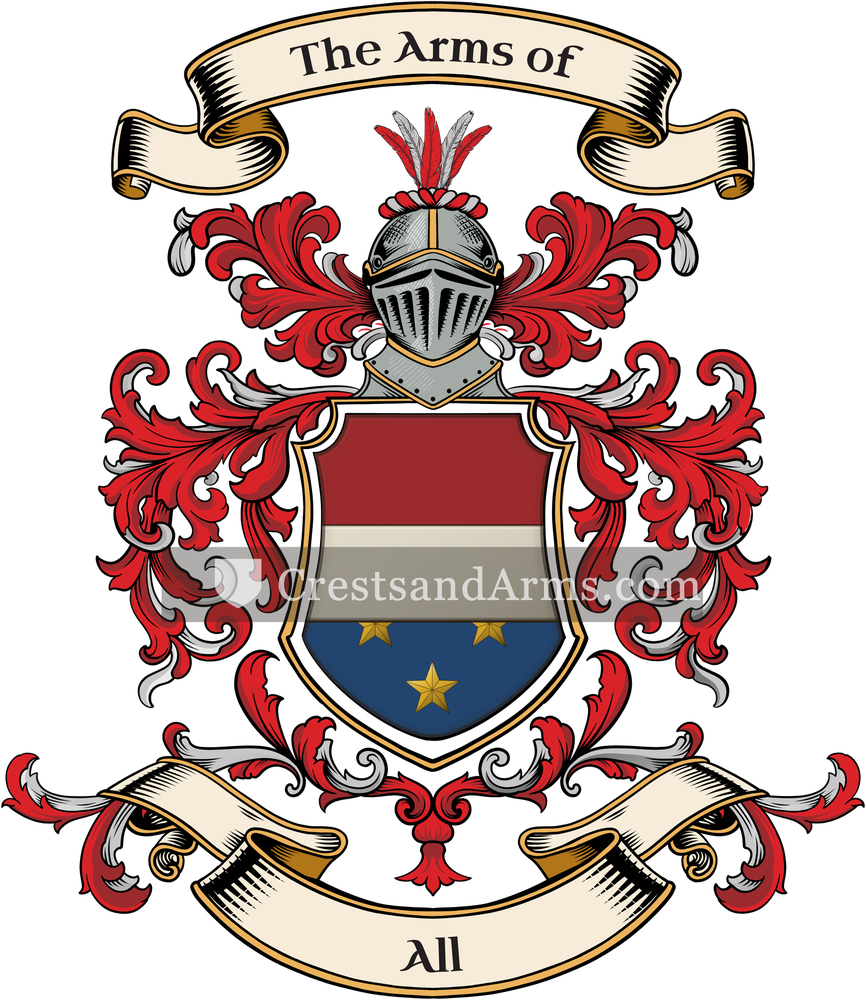 The All coat of arms, drawn from the recorded blazon