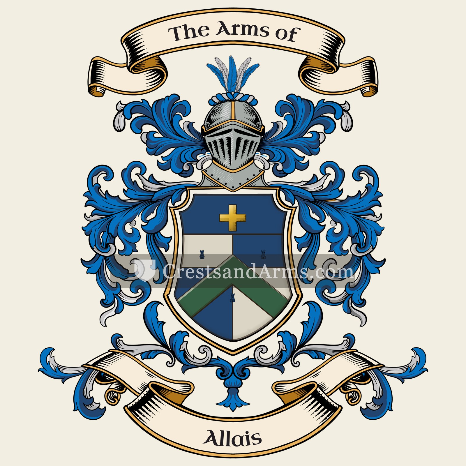 The Allais coat of arms, drawn from the recorded blazon