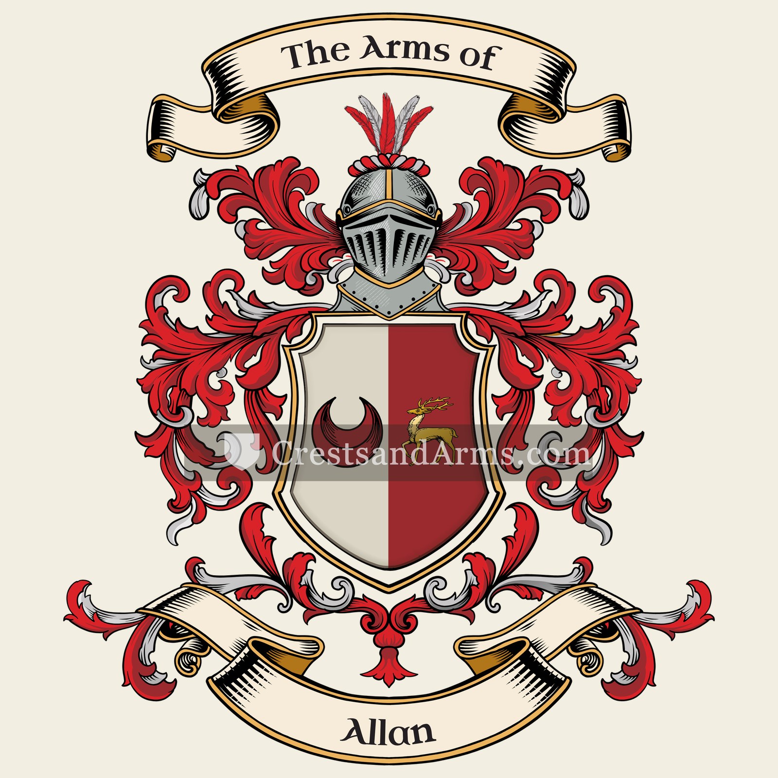 The Allan coat of arms, drawn from the recorded blazon