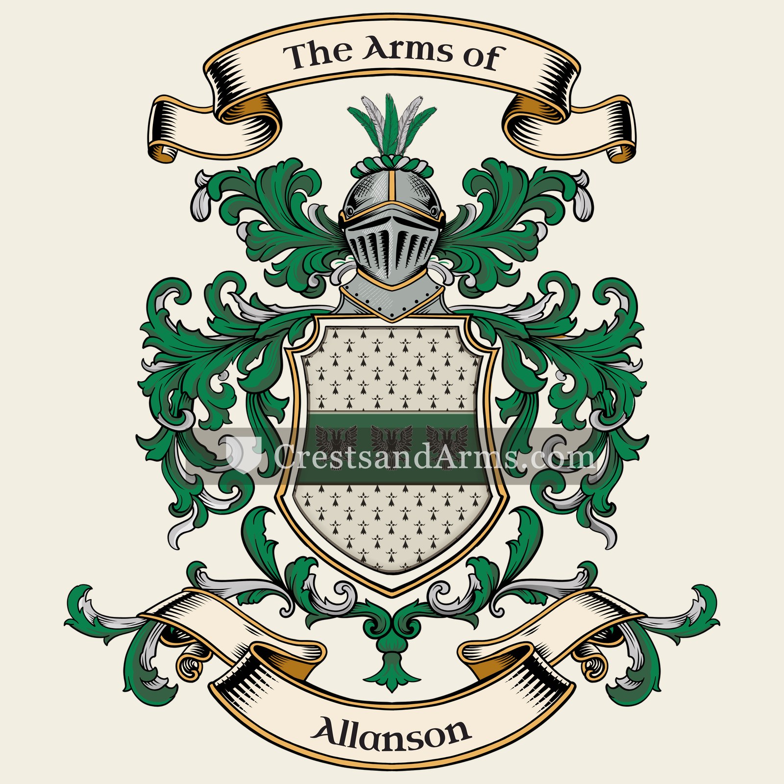 The Allanson coat of arms, drawn from the recorded blazon