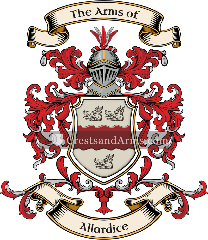 The Allardice coat of arms, drawn from the recorded blazon