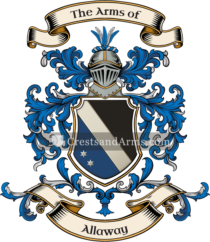 The Allaway coat of arms, drawn from the recorded blazon