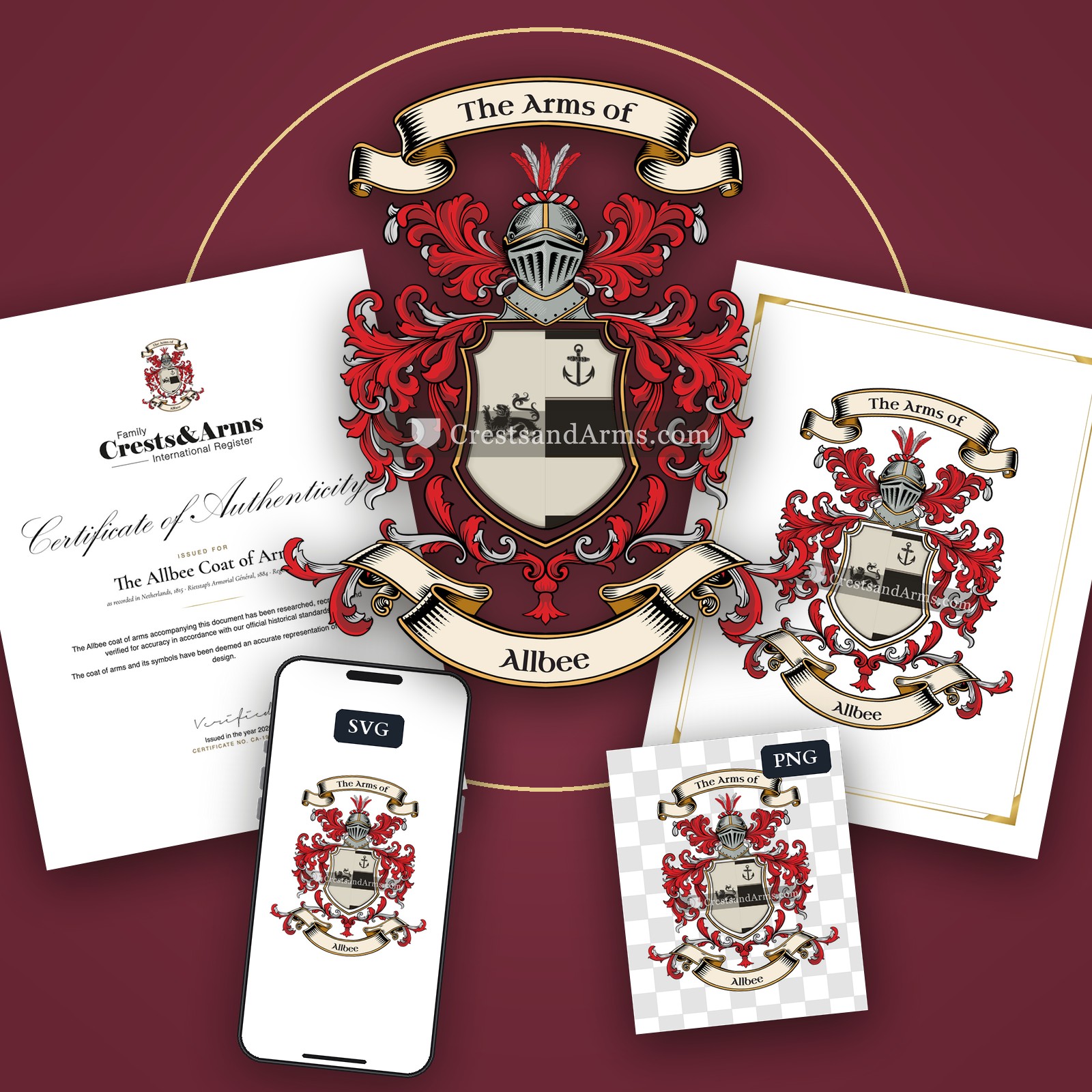 The Allbee arms on the coat of arms — digital pack