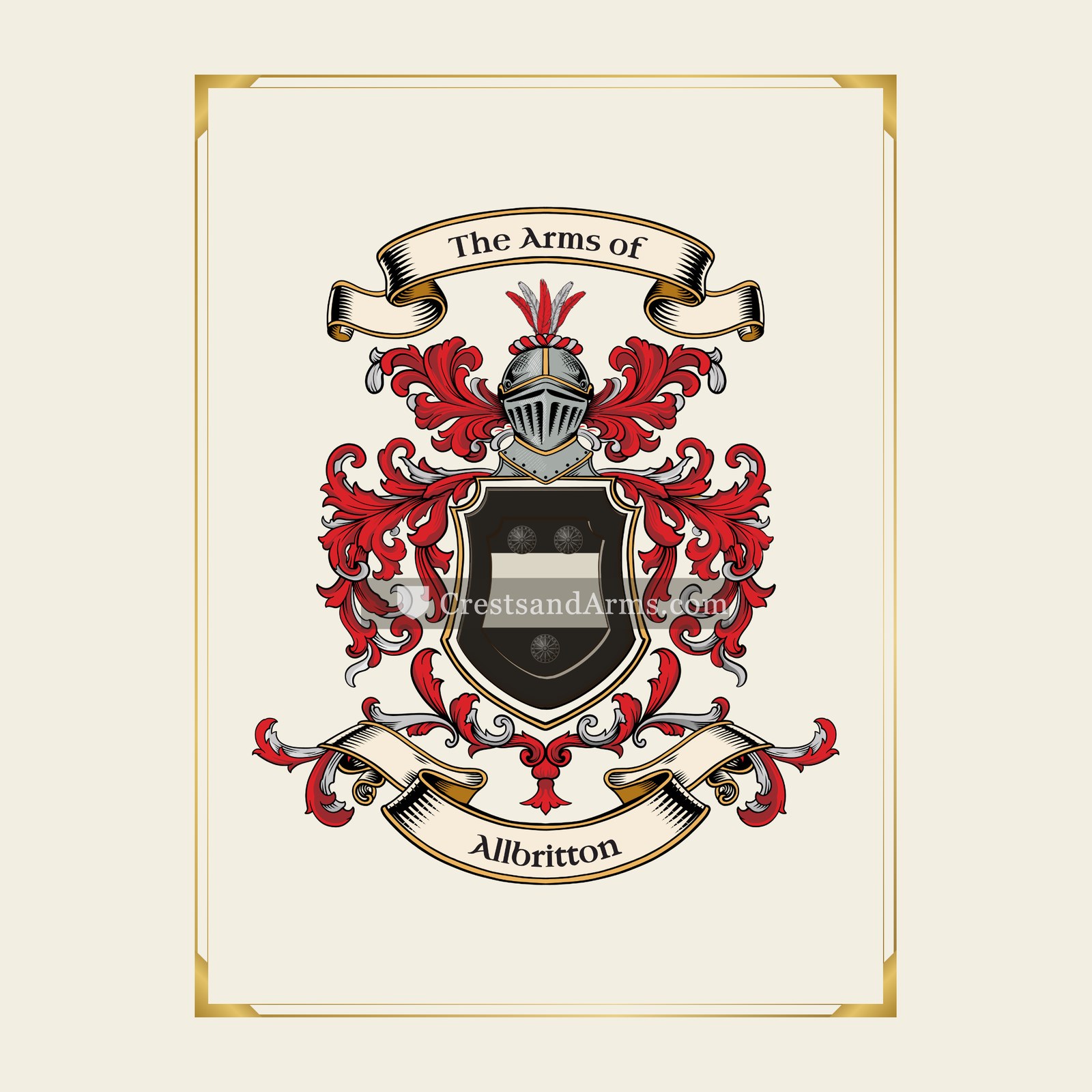 With gold border