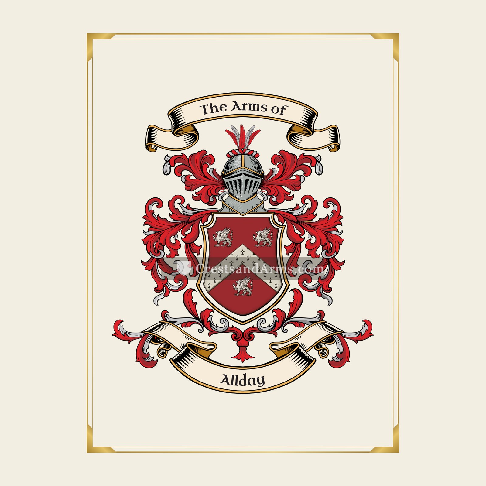 With gold border