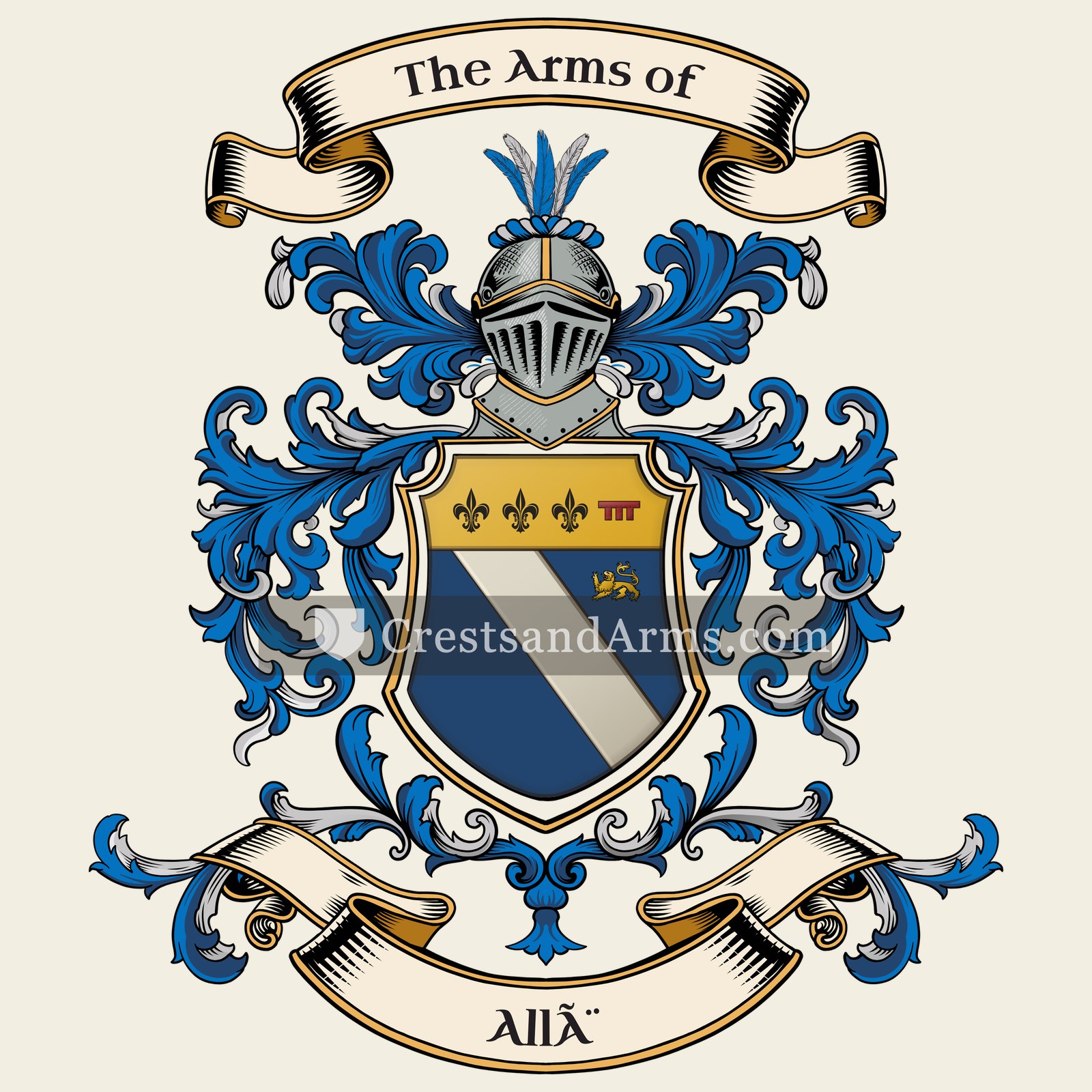 The Allè coat of arms, drawn from the recorded blazon