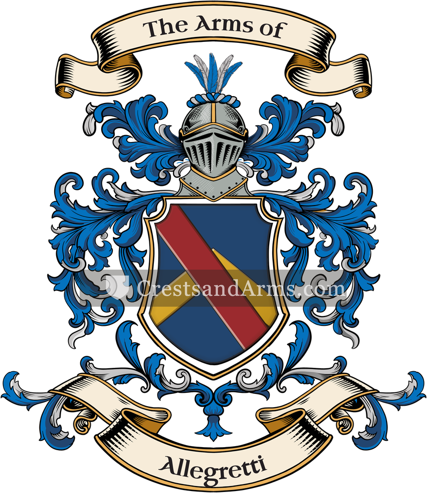 The Allegretti coat of arms, drawn from the recorded blazon