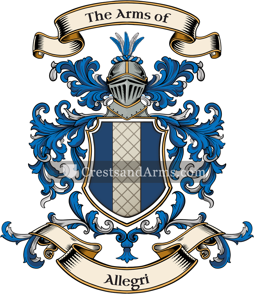 The Allegri coat of arms, drawn from the recorded blazon