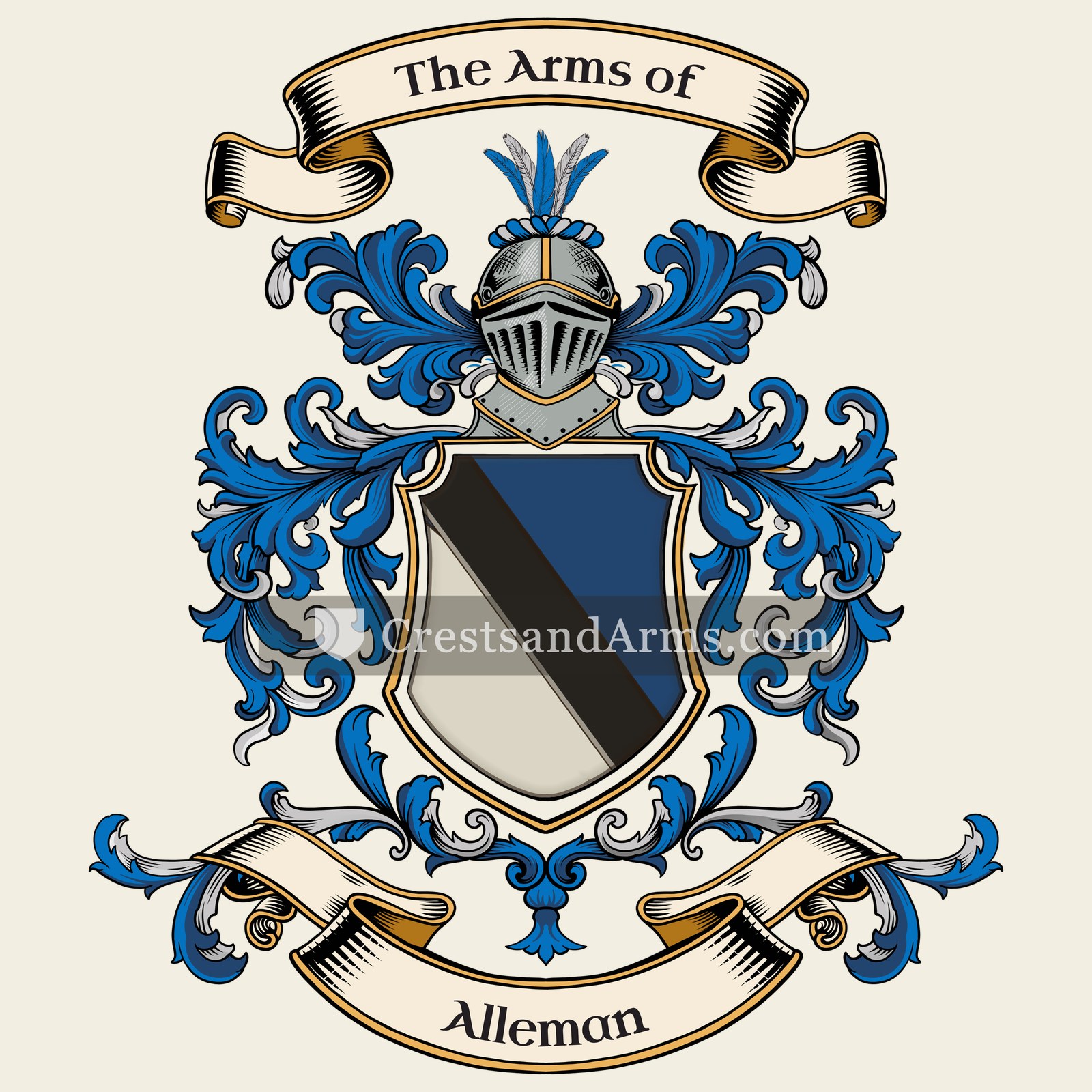 The Alleman coat of arms, drawn from the recorded blazon