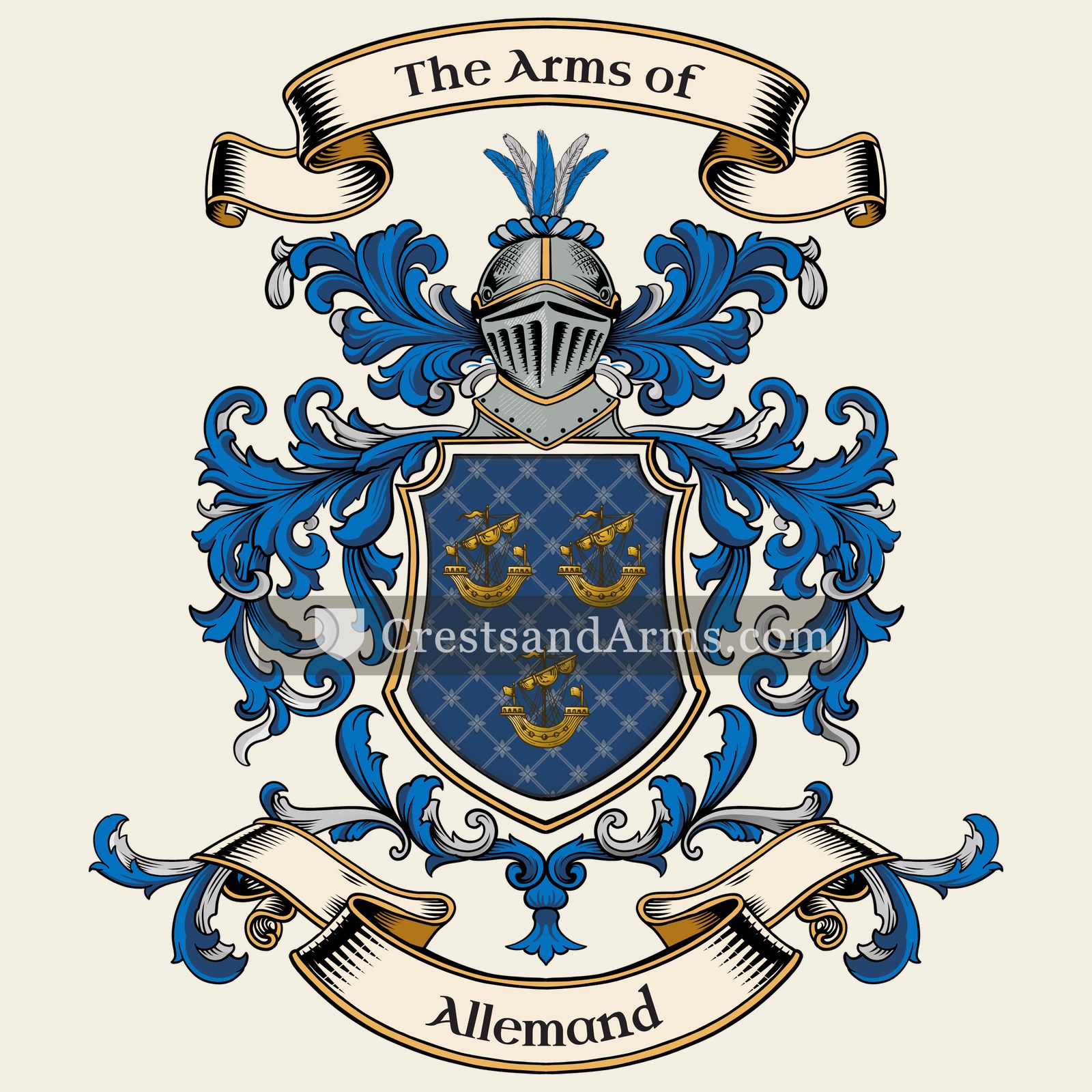 The Allemand coat of arms, drawn from the recorded blazon