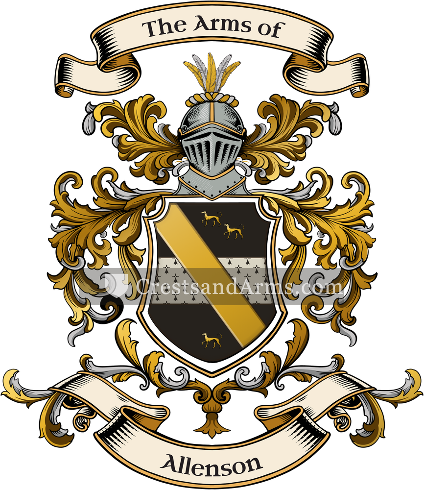 The Allenson coat of arms, drawn from the recorded blazon
