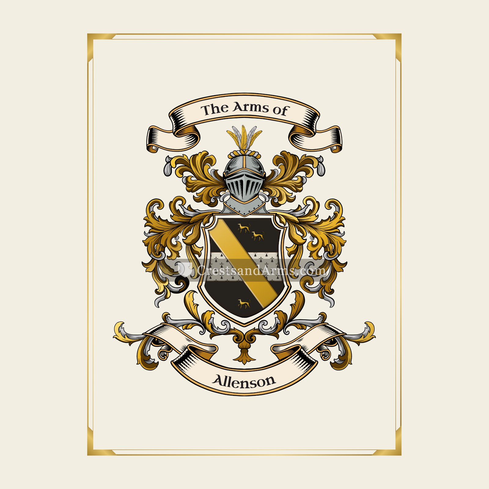 With gold border