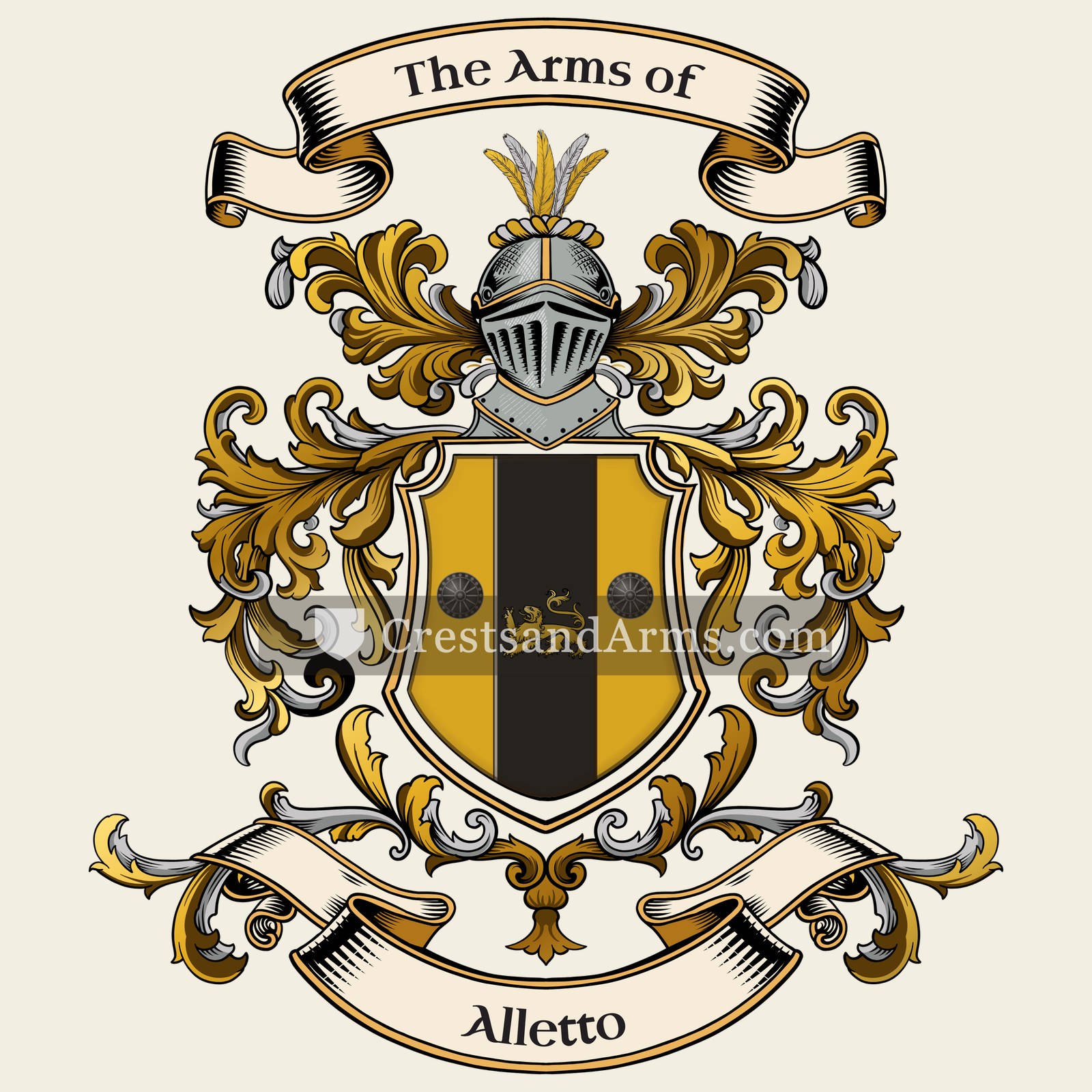 The Alletto coat of arms, drawn from the recorded blazon