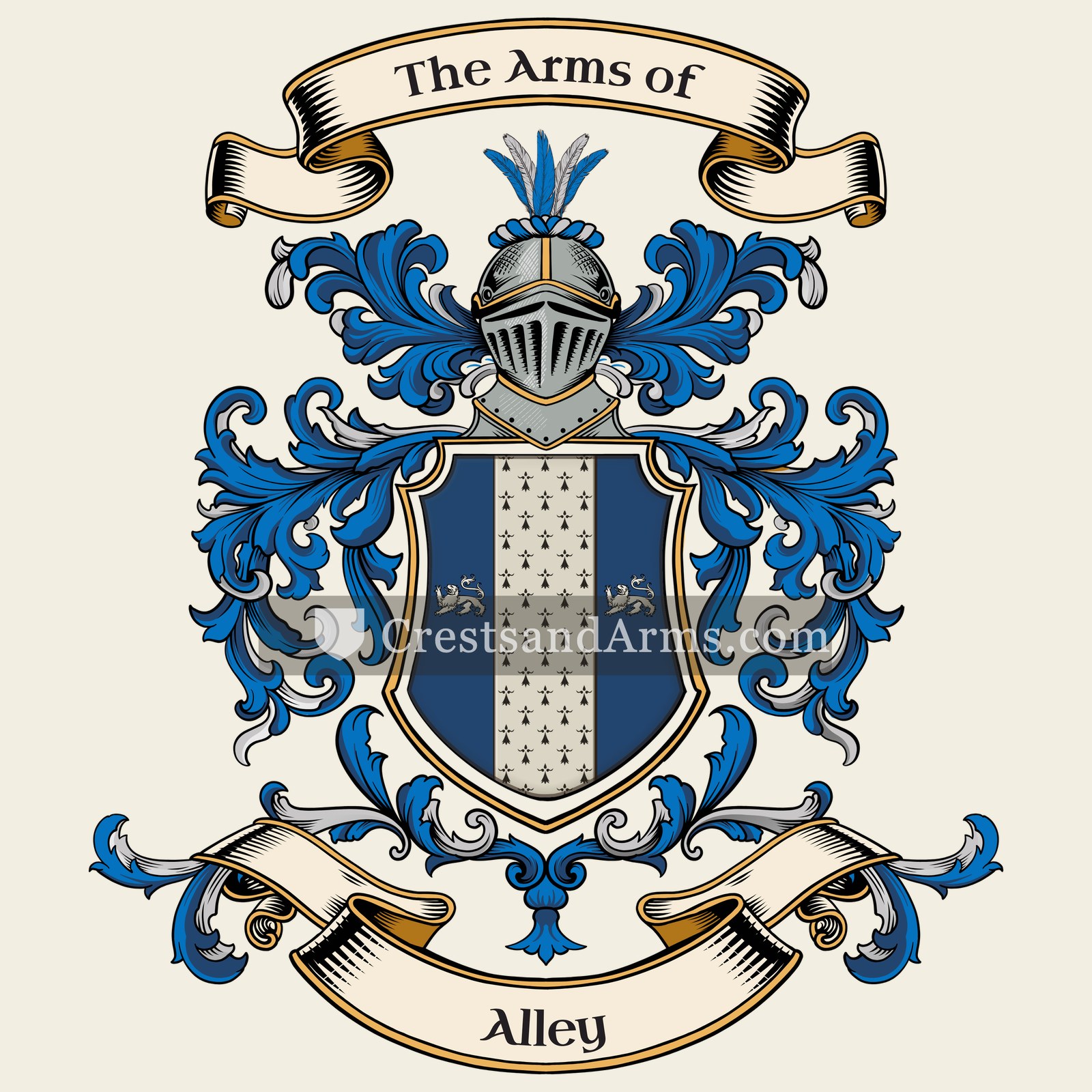 The Alley coat of arms, drawn from the recorded blazon