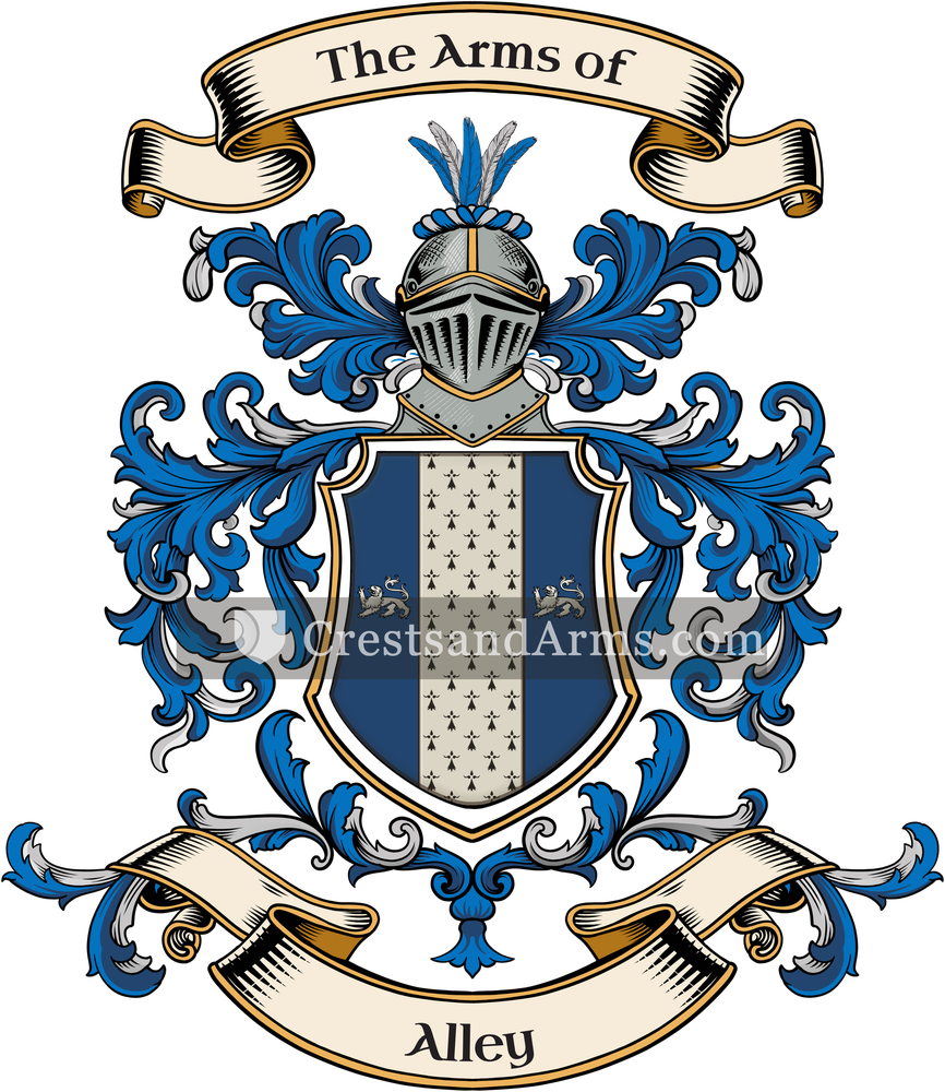 The Alley coat of arms, drawn from the recorded blazon
