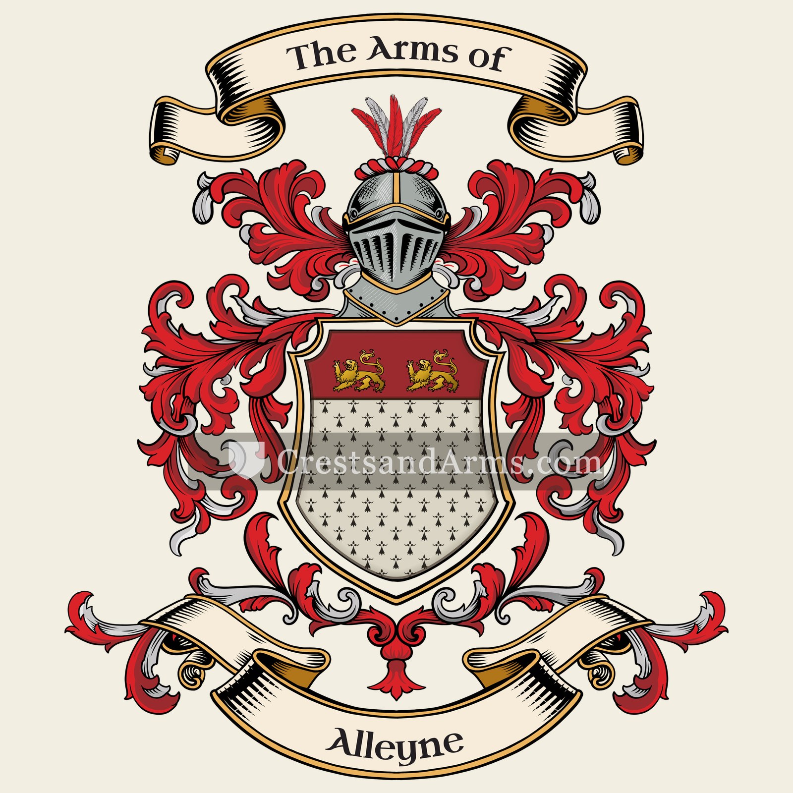The Alleyne coat of arms, drawn from the recorded blazon