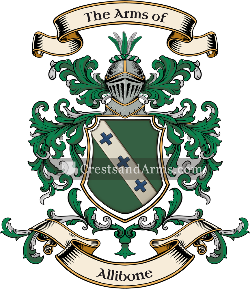 The Allibone coat of arms, drawn from the recorded blazon
