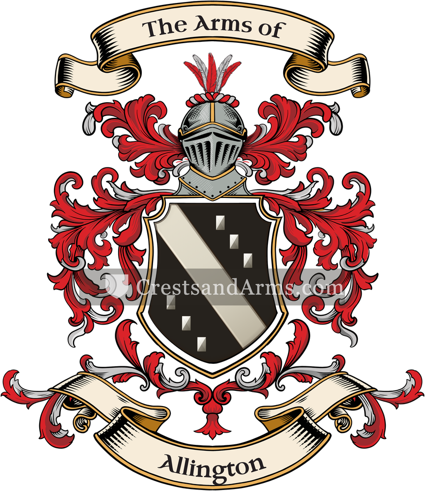 The Allington coat of arms, drawn from the recorded blazon
